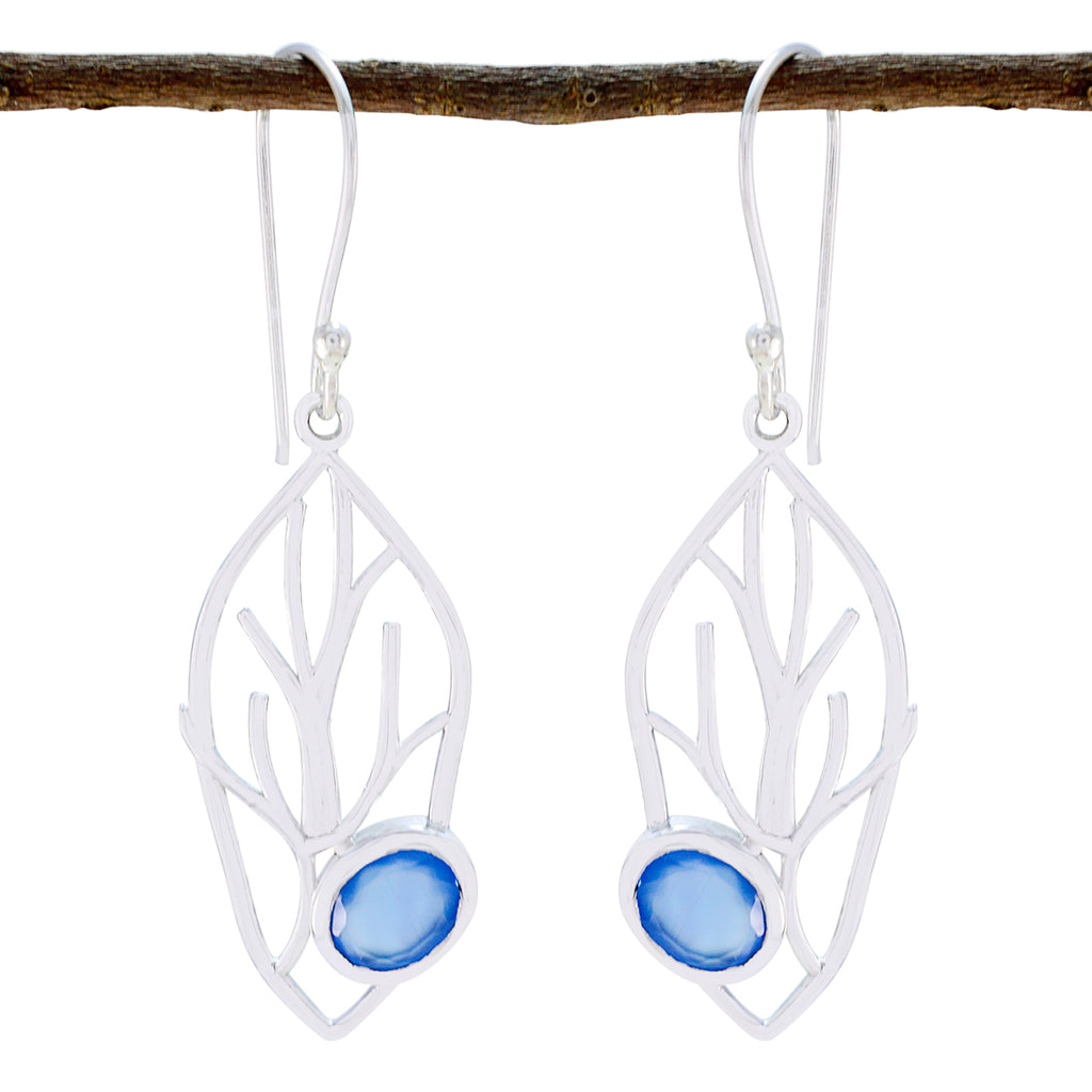 Chalcedony-African-Nora-Solitaire-Dangle-Blue-Sterling-Silver-Earring