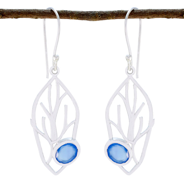 Chalcedony-African-Nora-Solitaire-Dangle-Blue-Sterling-Silver-Earring