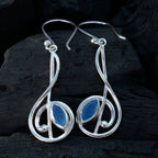 Blue-Chalcedony-Turkish-Milagros-Solitaire-Dangle-Blue-925-Sterling-Silver-Earring
