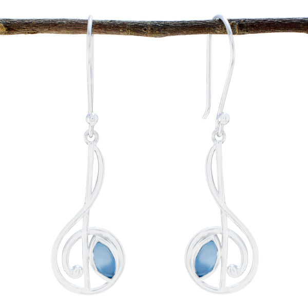 Blue-Chalcedony-Turkish-Milagros-Solitaire-Dangle-Blue-925-Sterling-Silver-Earring