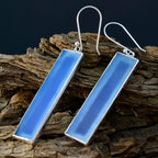 Blue-Chalcedony-Middle-Eastern-Nayara-Solitaire-Dangle-Blue-925-Silver-Earring