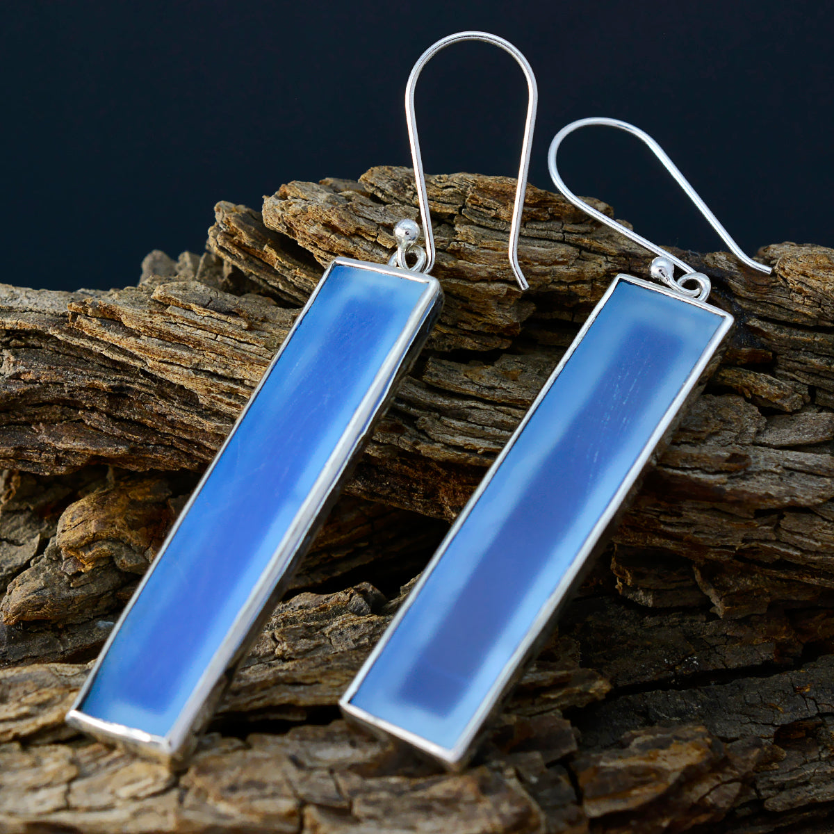 Blue-Chalcedony-Middle-Eastern-Nayara-Solitaire-Dangle-Blue-925-Silver-Earring