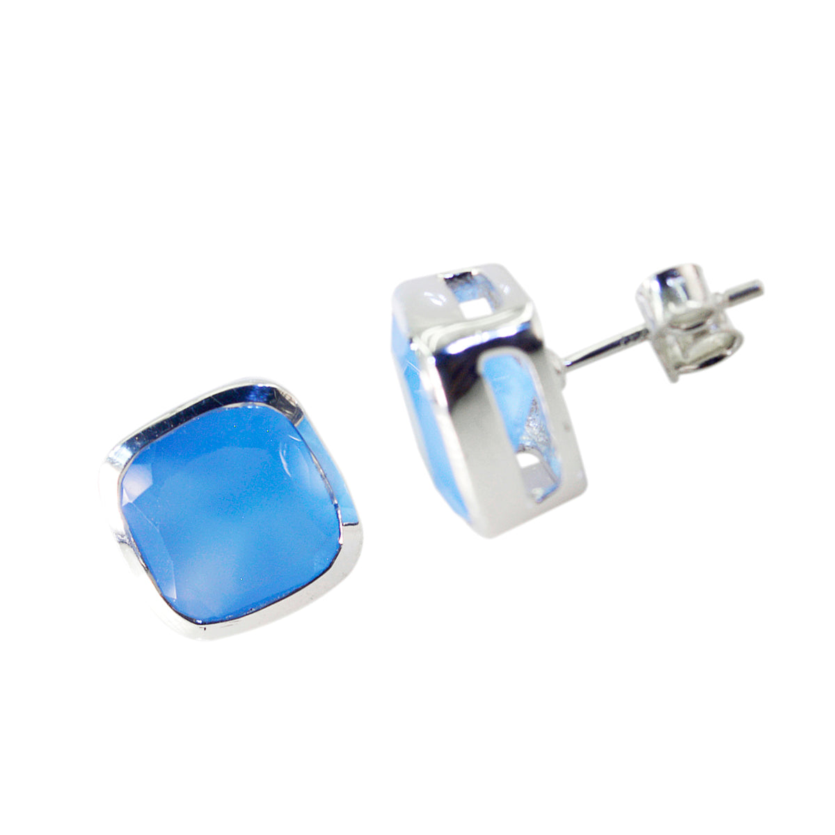 Blue-Chalcedony-Mexican-Noelia-Solitaire-Stud-Blue-925-Sterling-Silver-Earring メイン画像