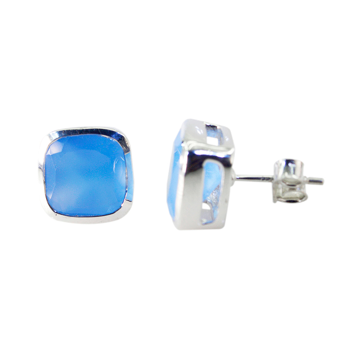 Blue-Chalcedony-Mexican-Noelia-Solitaire-Stud-Blue-925-Sterling-Silver-Earring