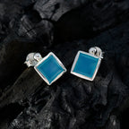 Blue-Chalcedony-Australian-Patricia-Solitaire-Stud-Blue-Sterling-Silver-Earring