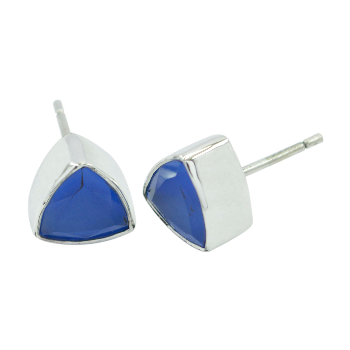 Blauer Chalcedon-Spanisch-Paula-Solitär-Ohrstecker-Blau-Sterling-Silber-Ohrring Hauptbild
