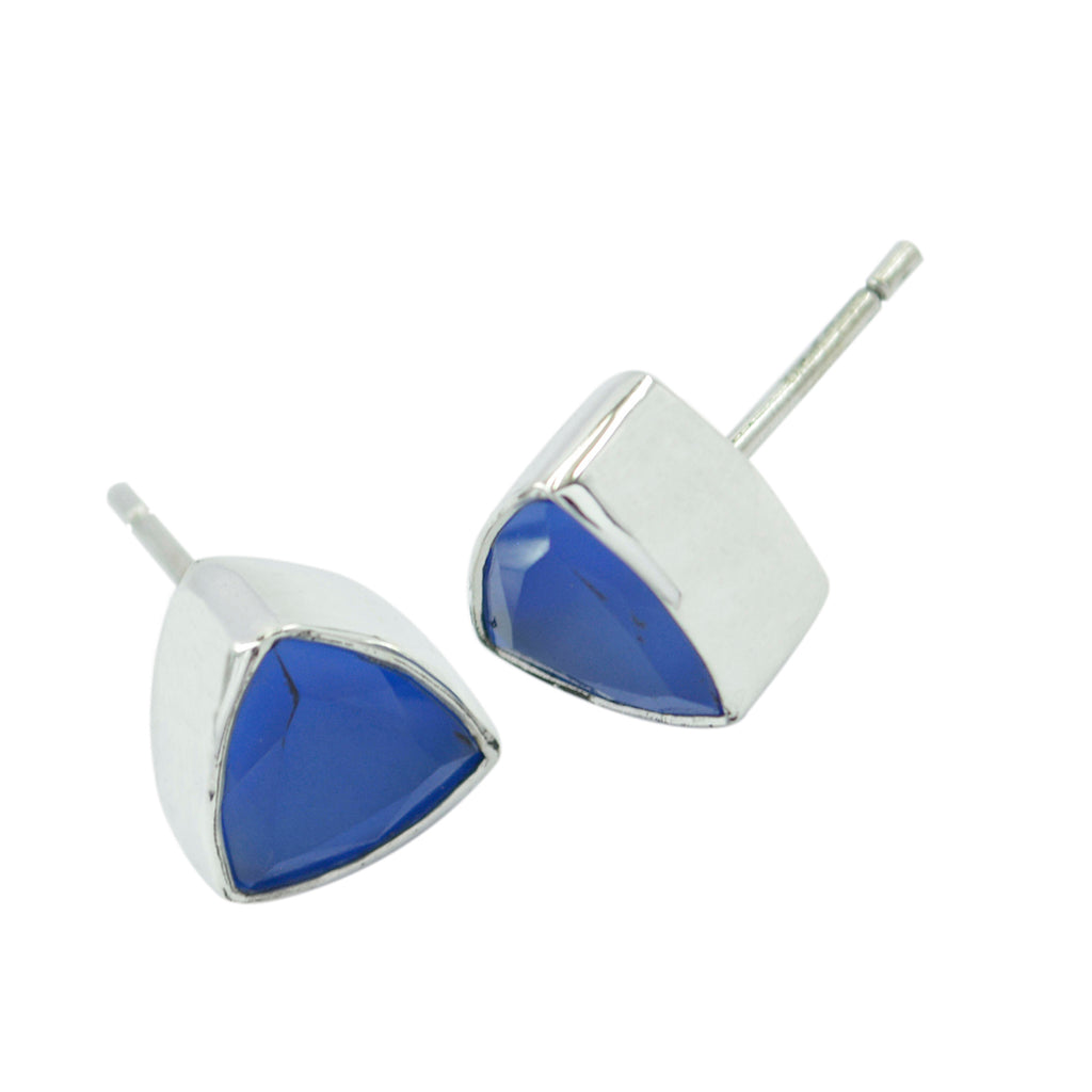 Blue-Chalcedony-Spanish-Paula-Solitaire-Stud-Blue-Sterling-Silver-Earring