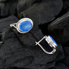 Chalcedony-African-Ying-Solitaire-Stud-Blue-925-Sterling-Silver-Earring