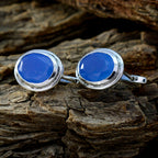 Chalcedony-African-Ying-Solitaire-Stud-Blue-925-Sterling-Silver-Earring