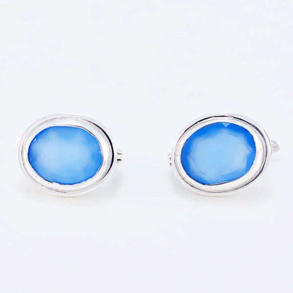 Chalcedony-African-Ying-Solitaire-Stud-Blue-925-Sterling-Silver-Earring