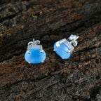 Blue-Chalcedony-Moroccan-Mariana-Solitaire-Stud-Blue-925-Sterling-Silver-Earring