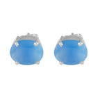Blue-Chalcedony-Moroccan-Mariana-Solitaire-Stud-Blue-925-Sterling-Silver-Earring