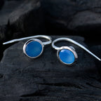 Blue-Chalcedony-French-Rebeca-Solitaire-Dangle-Blue-925-Sterling-Silver-Earring
