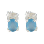 Blue-Chalcedony-American-Abigail-Solitaire-Stud-Blue-925-Sterling-Silver-Earring