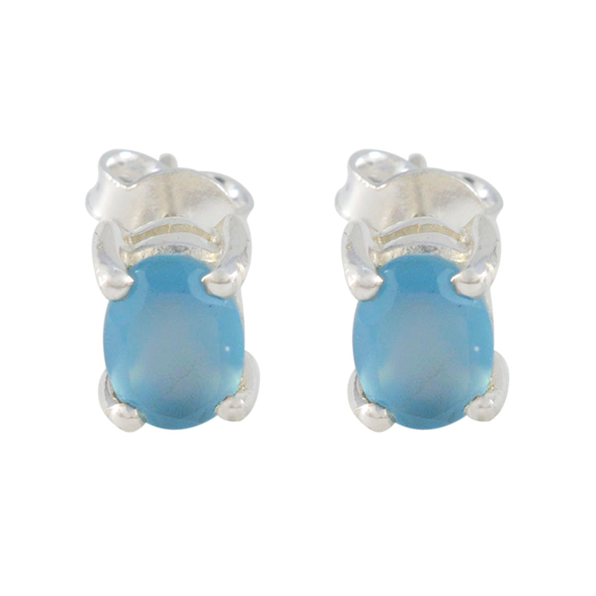 Blue-Chalcedony-American-Abigail-Solitaire-Stud-Blue-925-Sterling-Silver-Earring