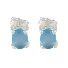 Blue-Chalcedony-American-Abigail-Solitaire-Stud-Blue-925-Sterling-Silver-Earring
