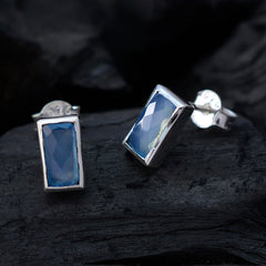 Chalcedony-Mexican-Ivana-Solitaire-Stud-Blue-925-Sterling-Silver-Earring