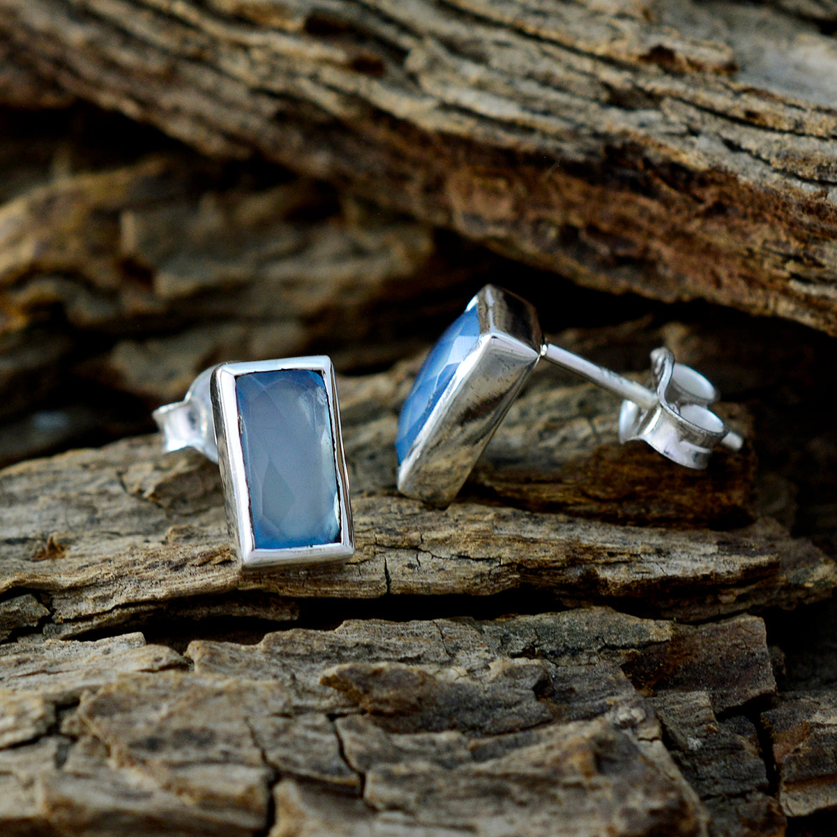 Chalcedony-Mexican-Ivana-Solitaire-Stud-Blue-925-Sterling-Silver-Earring