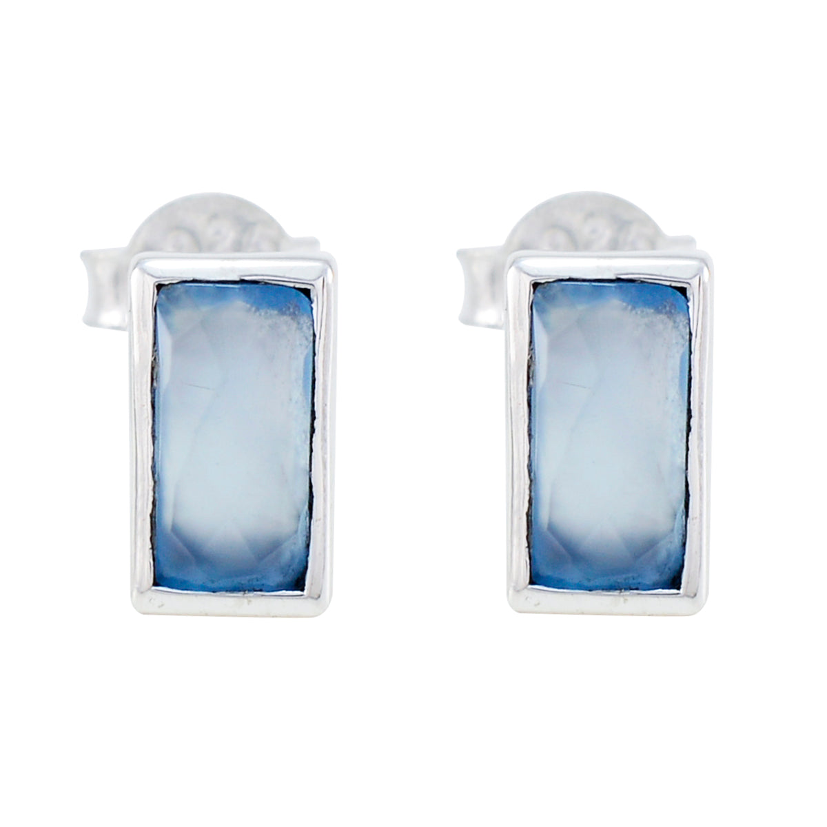Chalcedony-Mexican-Ivana-Solitaire-Stud-Blue-925-Sterling-Silver-Earring