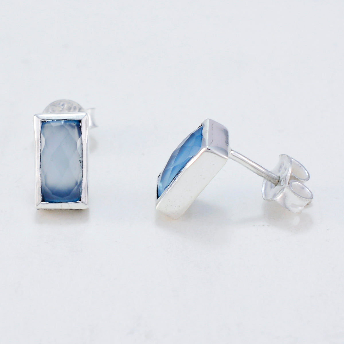 Chalcedony-Mexican-Ivana-Solitaire-Stud-Blue-925-Sterling-Silver-Earring