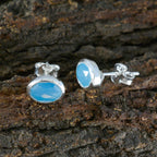Blue-Chalcedony-American-Hana-Solitaire-Stud-Blue-92.5-Silver-Earring
