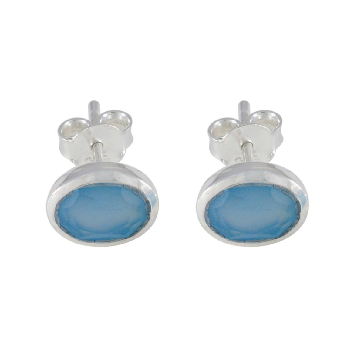 Blue-Chalcedony-American-Hana-Solitaire-Stud-Blue-92.5-Silver-Earring