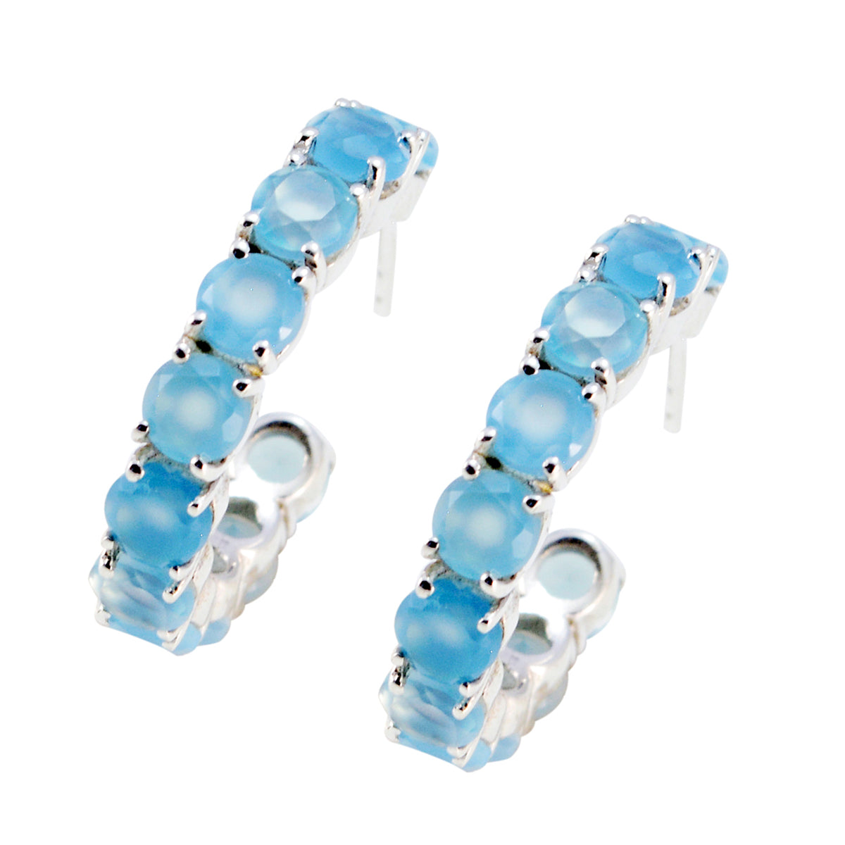Kalcedon Afrikansk Florencia örhänge med flera örhängen i blått 925 silver Sekundär produktbild