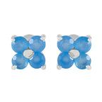 Blue-Chalcedony-Mexican-Lucia-quarter-Stud-Blue-925-Silver-Earring