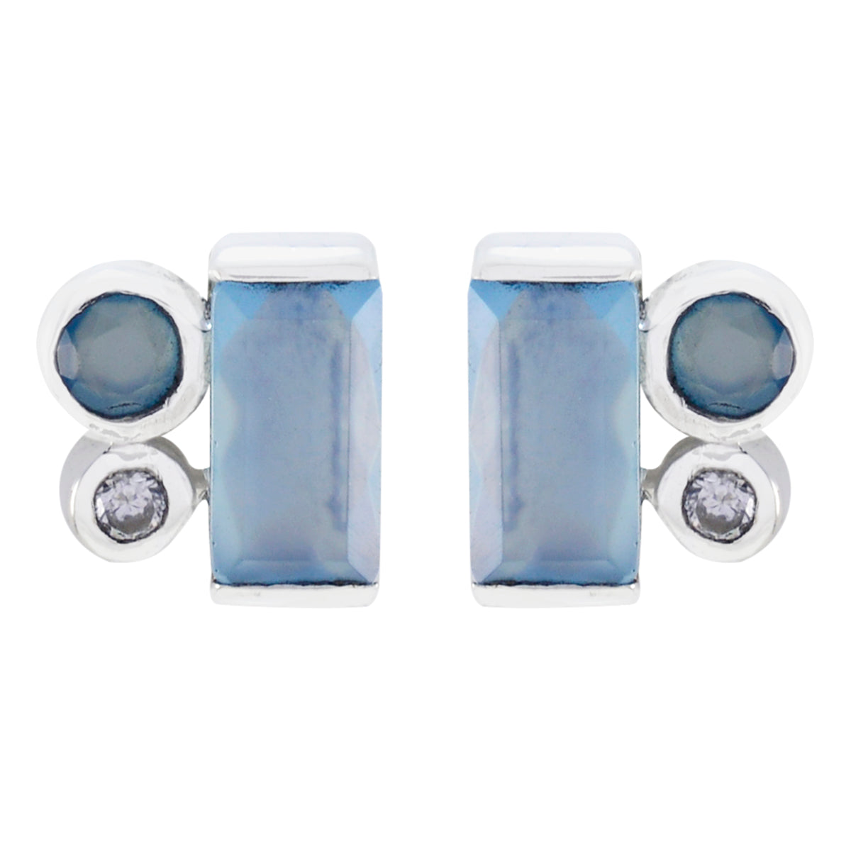 Chalcedony-Mexican-Patricia-multiple-Stud-Blue-92.5-Silver-Earring Huvudsaklig produktbild