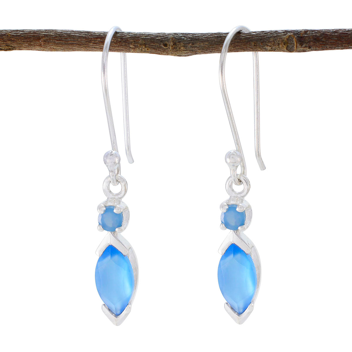 Blue-Chalcedony-Mexican-Lucia-Toi-et-Moi-Dangle-Blue-925-Silver-Earring Huvudsaklig produktbild