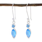 Blue-Chalcedony-Mexican-Lucia-Toi-et-Moi-Dangle-Blue-925-Silver-Earring
