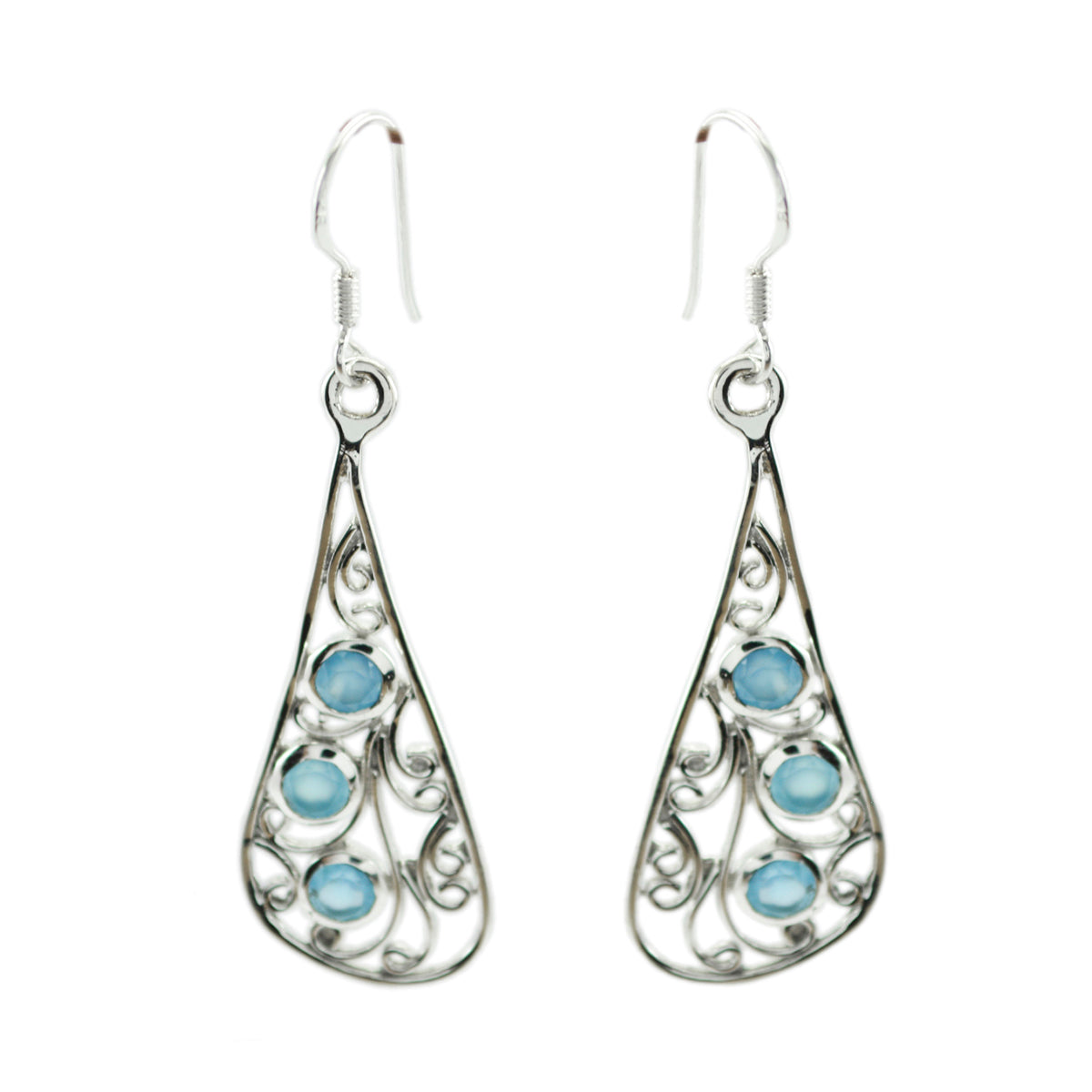 Chalcedony-American-Patricia-multiple-Dangle-Blue-925-Silver-Earring Huvudsaklig produktbild