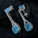Blue-Chalcedony-American-Jia-Toi-et-Moi-Stud-Blue-Silver-Earring