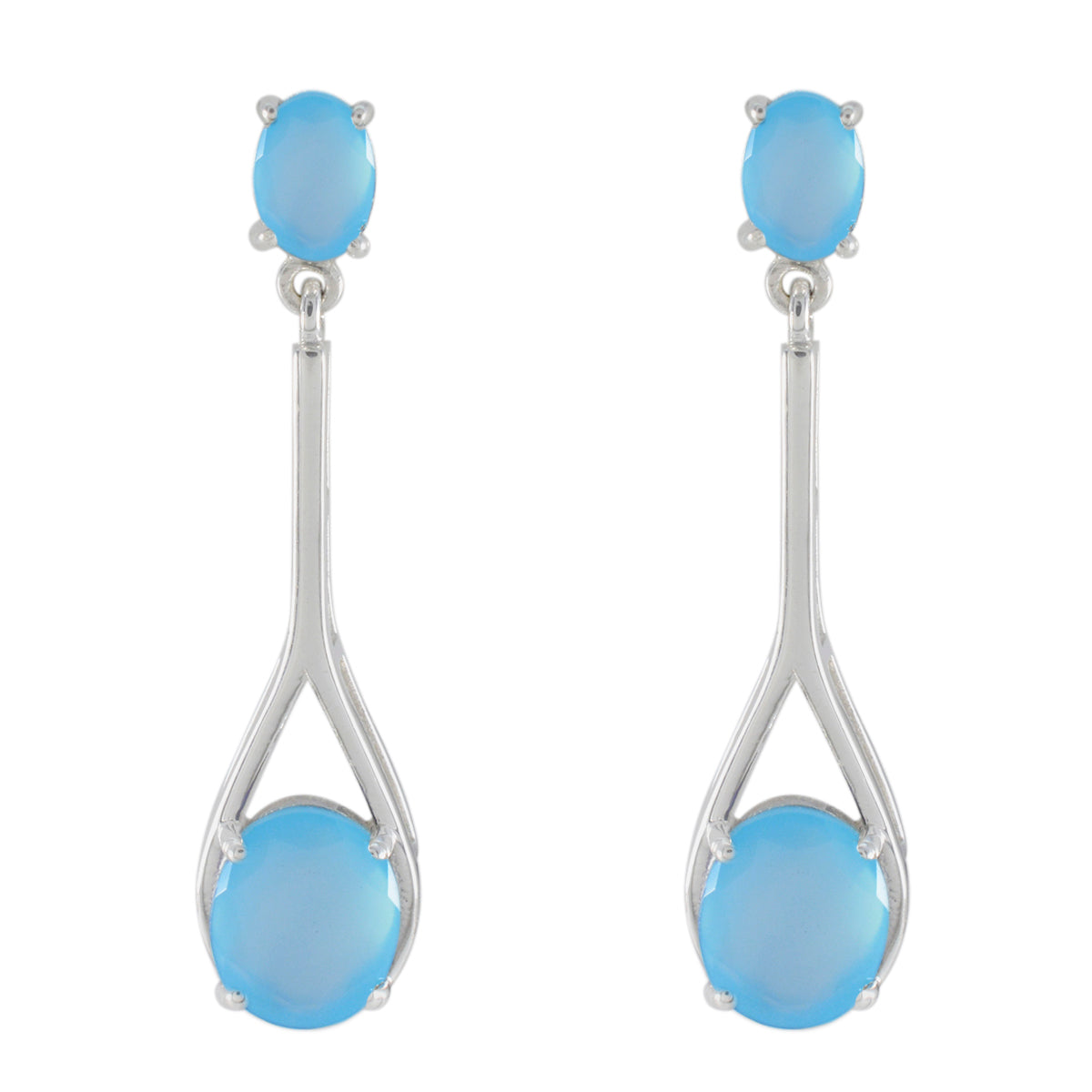 Blue-Chalcedony-American-Jia-Toi-et-Moi-Stud-Blue-Silver-Earring Image principale du produit