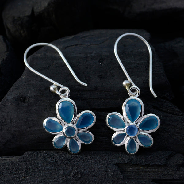 Chalcedony-Mexican-Hye-jin-multiple-Dangle-Blue-Silver-Earring