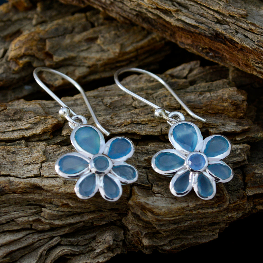 Chalcedony-Mexican-Hye-jin-multiple-Dangle-Blue-Silver-Earring