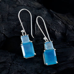 Blue-Chalcedony-Egyptian-Rosa-Toi-et-Moi-Dangle-Blue-Sterling-Silver-Earring