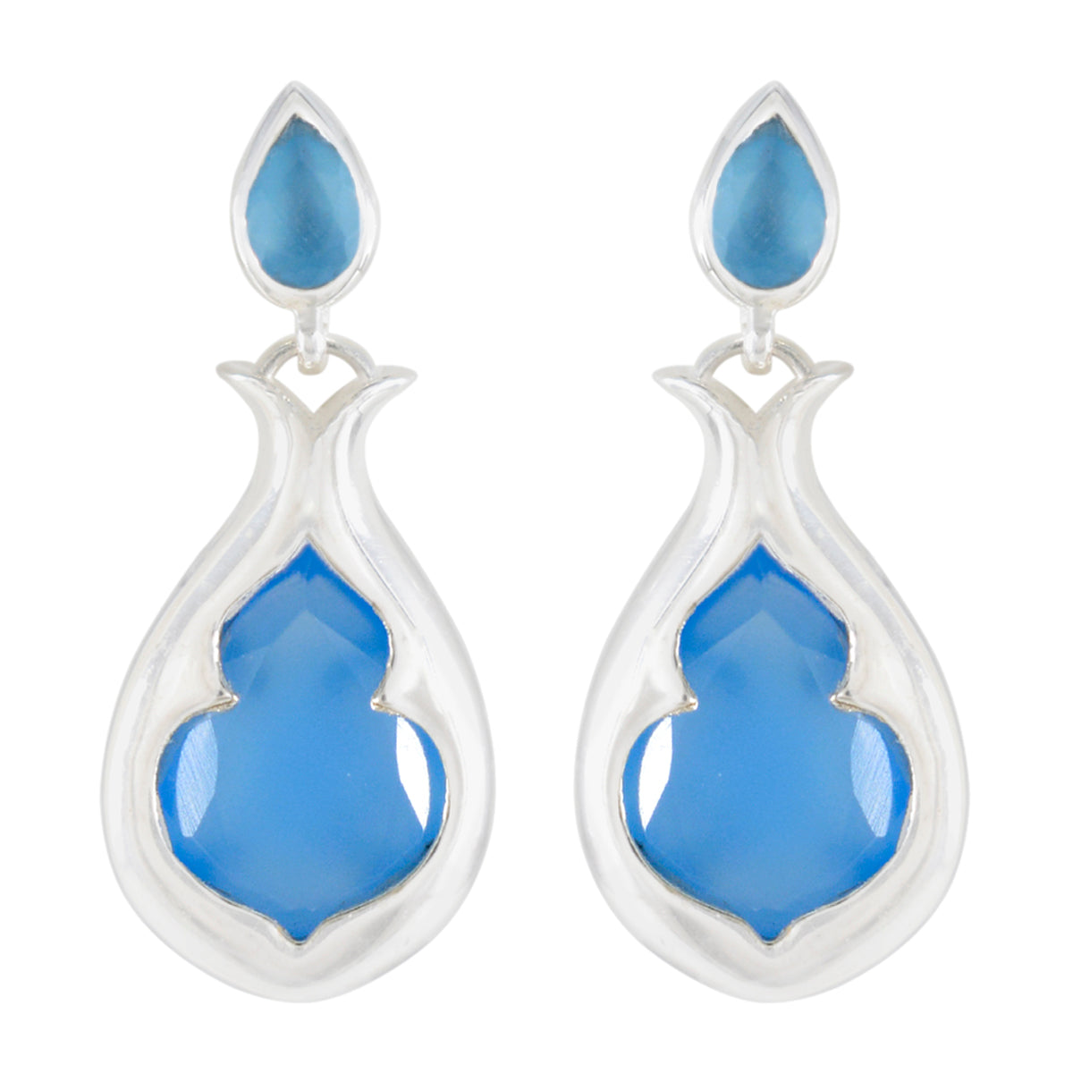 Blue-Chalcedony-Moroccan-Ella-Toi-et-Moi-Stud-Blue-92.5-Silver-Earring