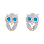 Blue-Topaz-CZ-Japanese-Giulia-multiple-Stud-Blue-925-Sterling-Silver-Earring