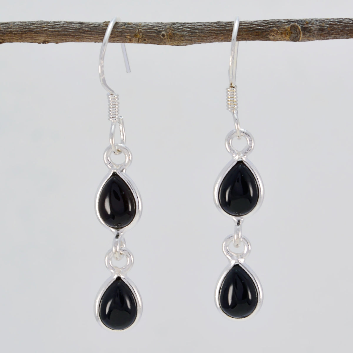 Black Onyx American Valentina multiple Dangle Black 925 Sterling Silver Earring Secondary image