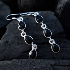 Black-Onyx-Korean-Victoria-multiple-Dangle-Black-925-Silver-Earring