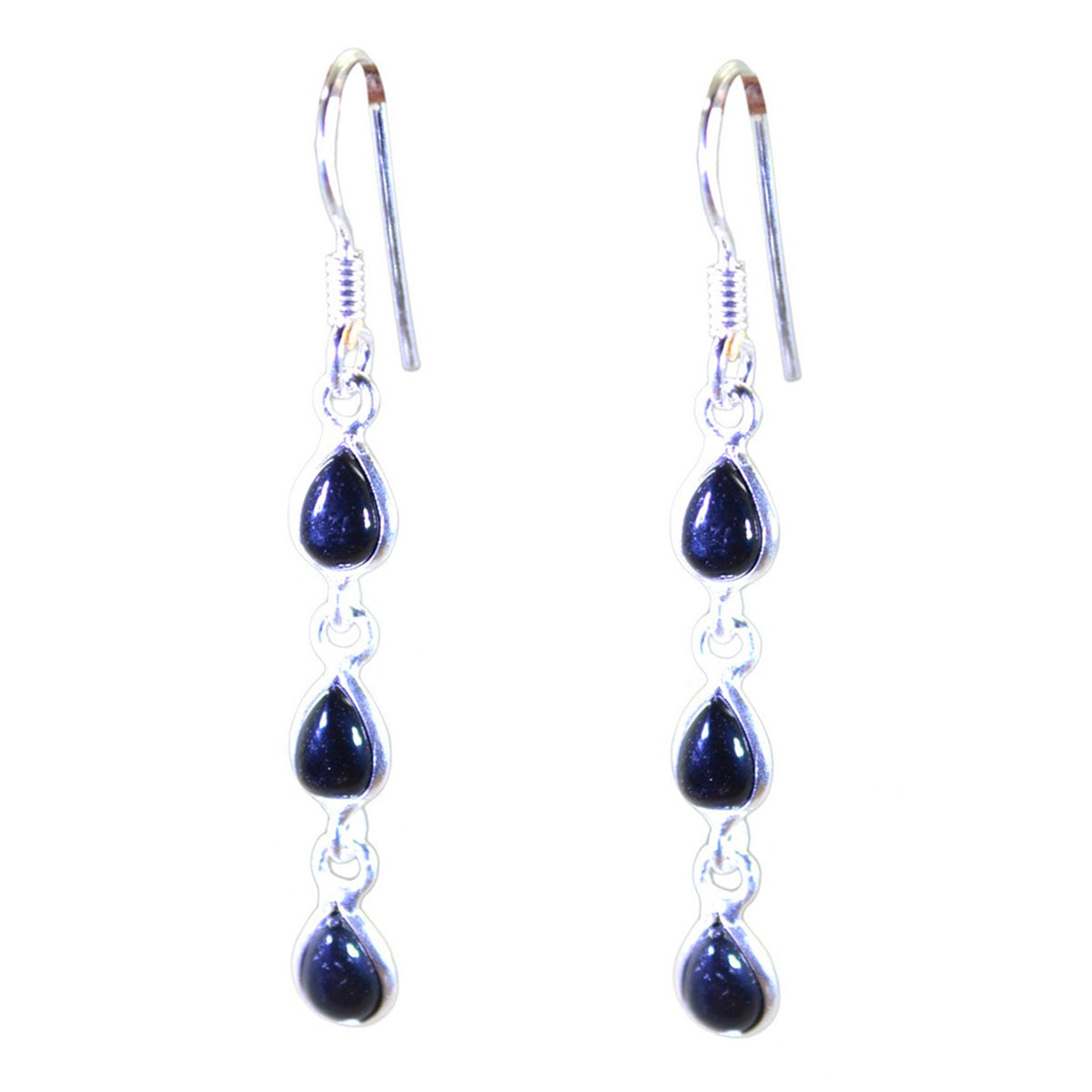 Black-Onyx-Korean-Victoria-multiple-Dangle-Black-925-Silver-Earring Immagine principale del prodotto