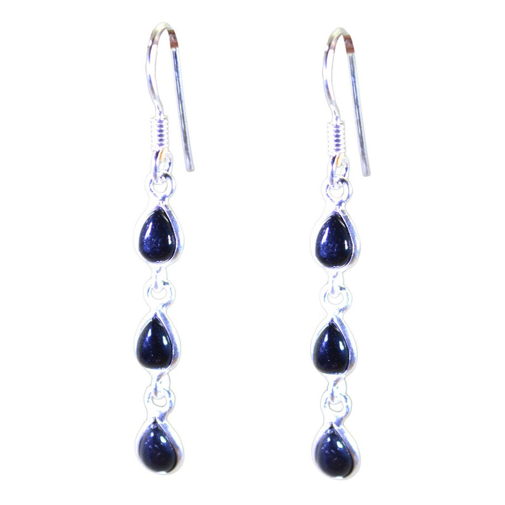 Black-Onyx-Korean-Victoria-multiple-Dangle-Black-925-Silver-Earring