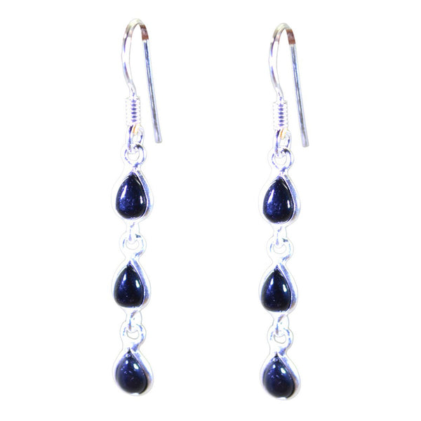Black-Onyx-Korean-Victoria-multiple-Dangle-Black-925-Silver-Earring