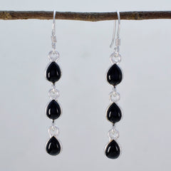 Black-Onyx-Korean-Victoria-multiple-Dangle-Black-925-Silver-Earring