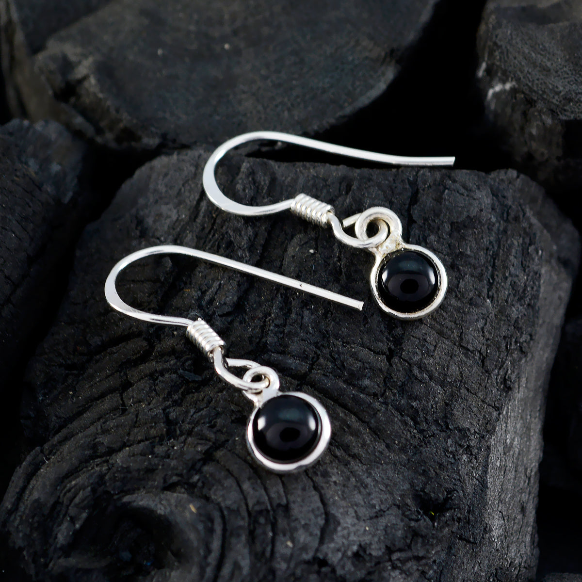 Zwarte Onyx Japanse Aaliyah meervoudige Dangle Zwarte Sterling Zilveren Oorbel Secundaire afbeelding