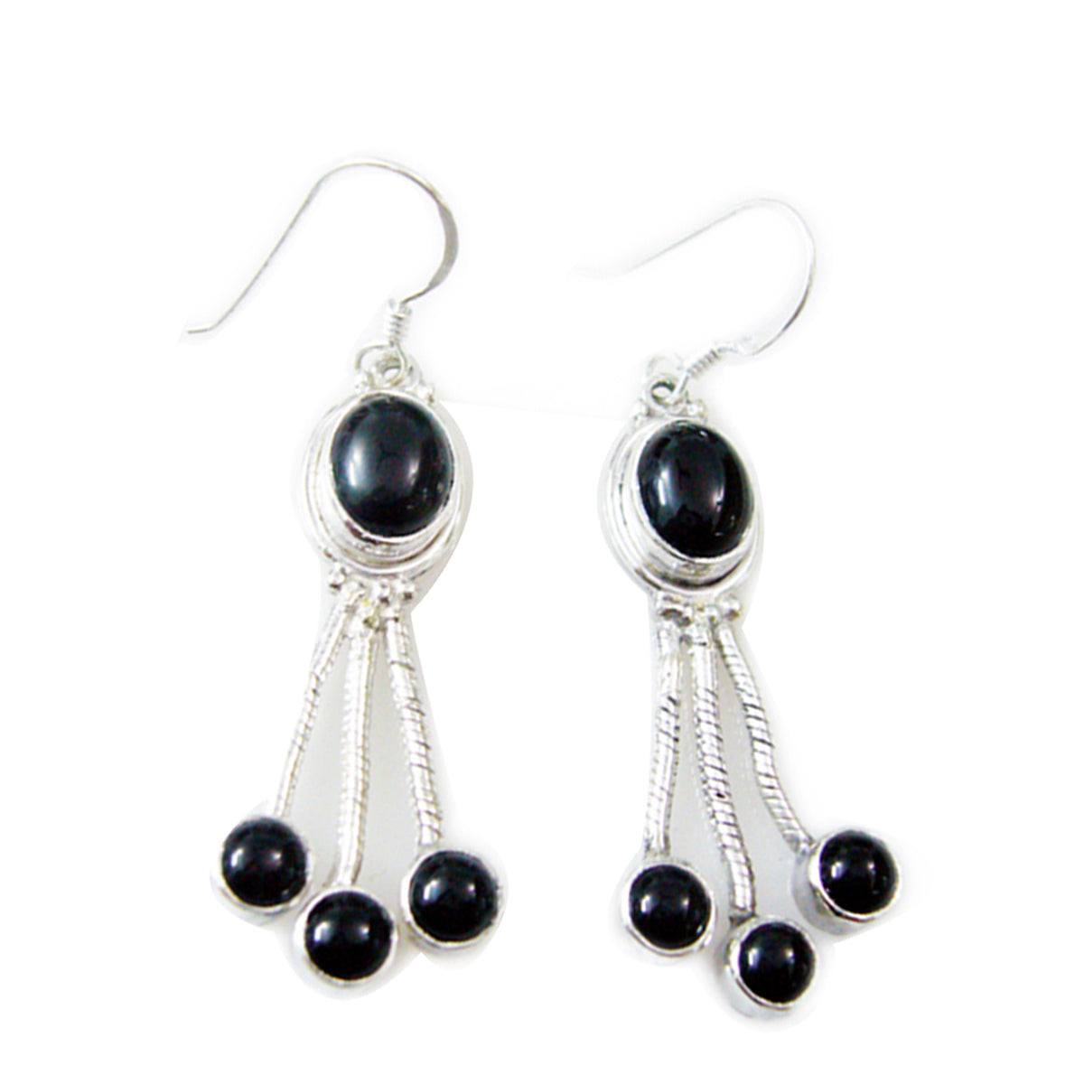 Black-Onyx-Mexican-Aisha-multiple-Dangle-Black-92.5-Silver-Earring