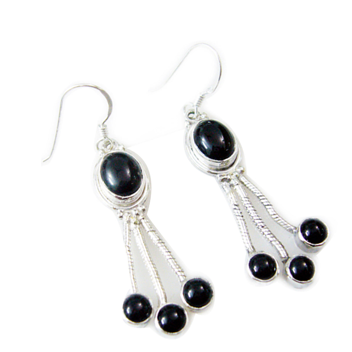 Black-Onyx-Mexican-Aisha-multiple-Dangle-Black-92.5-Silver-Earring