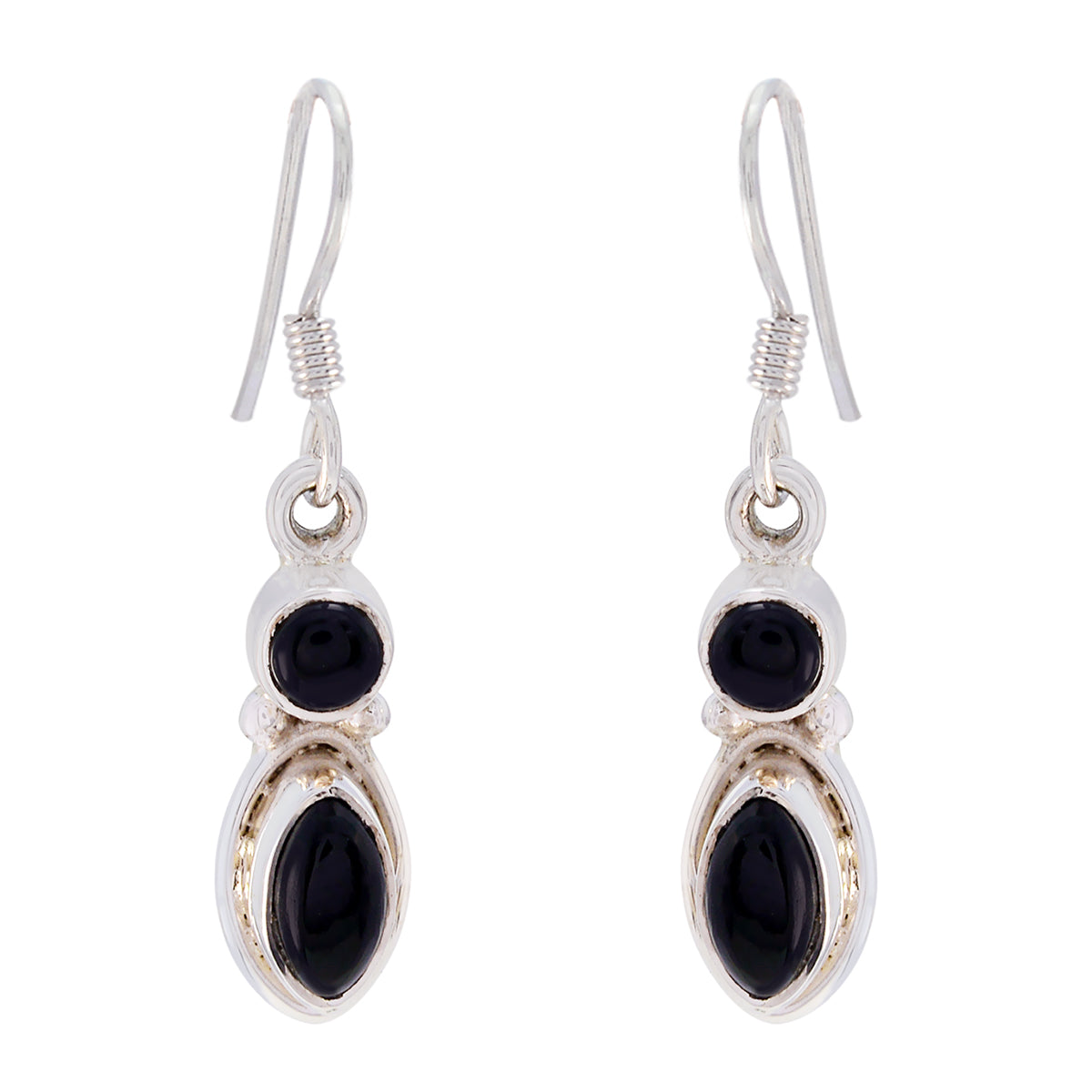 Black-Onyx-Australian-Alice-multiple-Dangle-Black-925-Silver-Earring Huvudsaklig produktbild