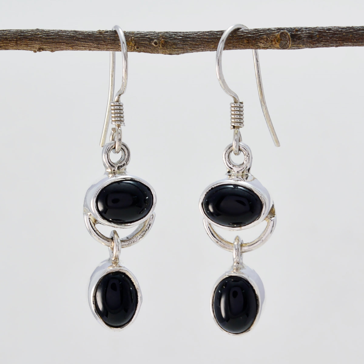 Black-Onyx-African-Joaquina-multiple-Dangle-Black-925-Sterling-Silver-Earring